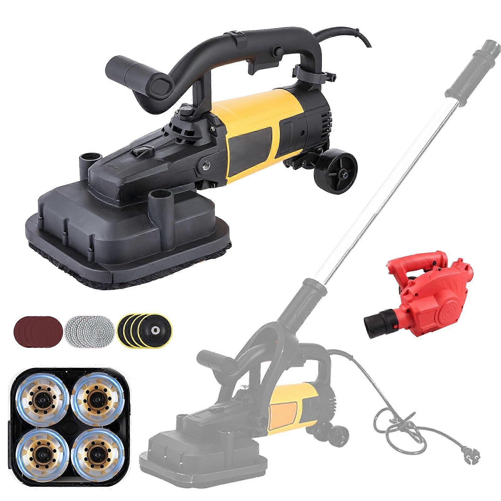 4Head Concrete Floor Grinder with Variable Speed, Extension Handle and Dust Extraction