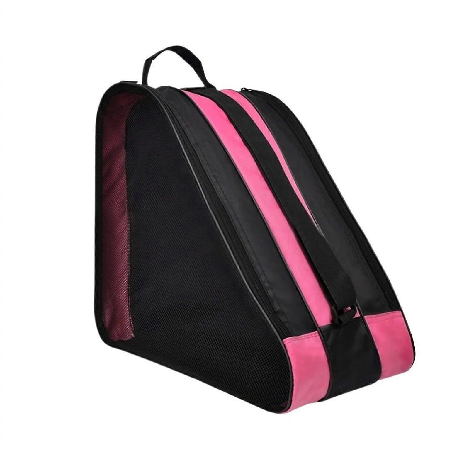 Ski Boot Bag with Adjustable Shoulder Strap, Three Compartments Roller Skate and Ice Skating Bag Pink