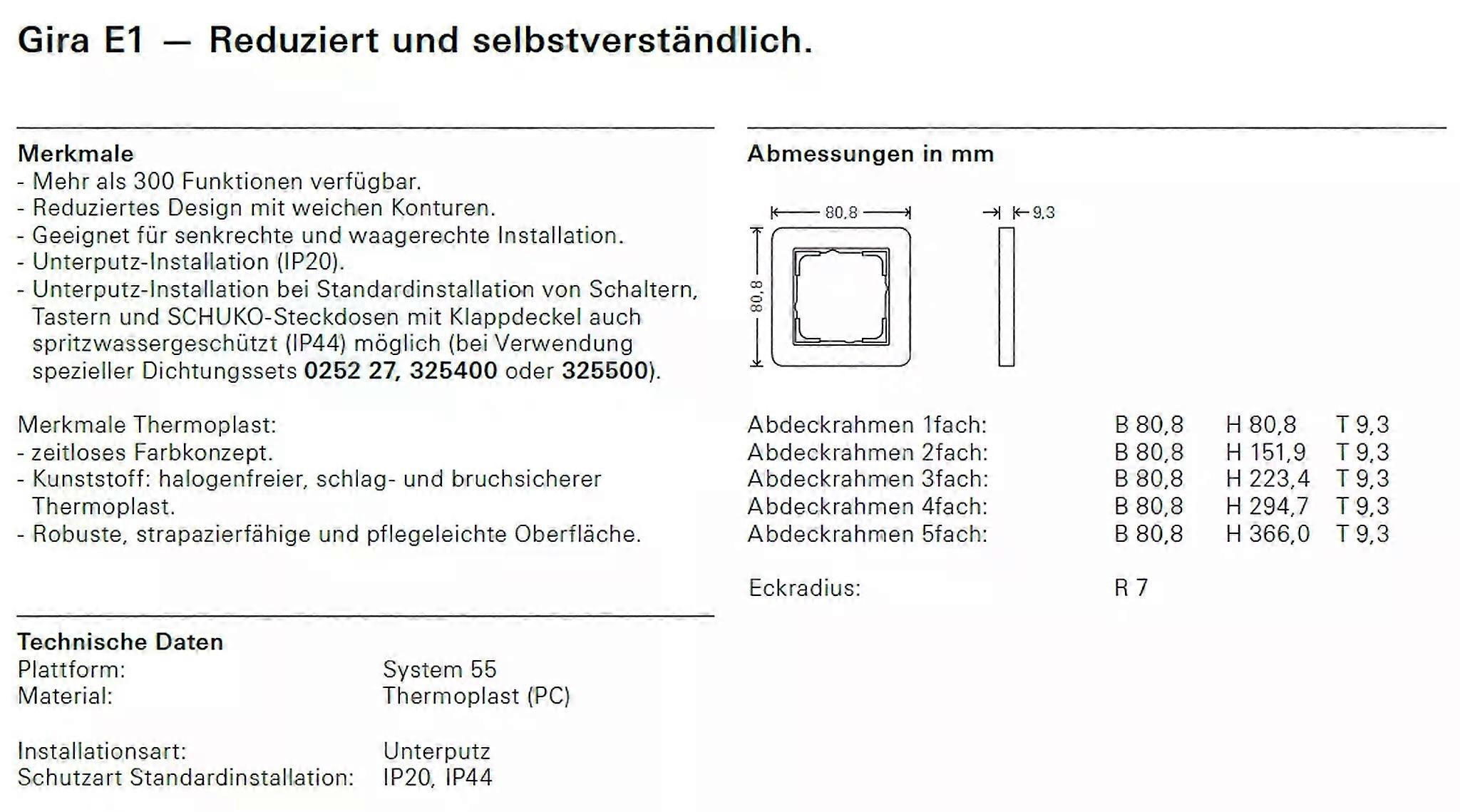 Gira Abdeckrahmen, 2-fach, Gira E1, Anthrazit