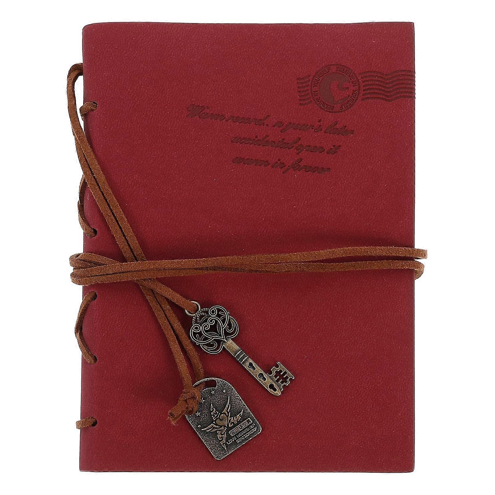 Red PU Cover Notebook for Writing Use 160 Sheets Vintage Style