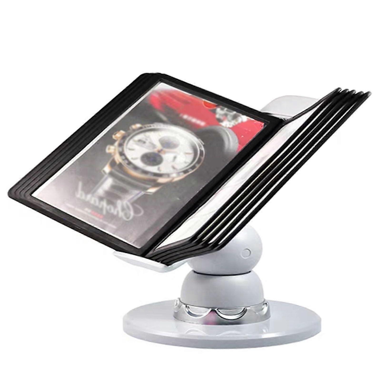 Desktop Reference Organizer with 10 DoubleSided Pockets, 360° Rotating A4 Document Display Stand