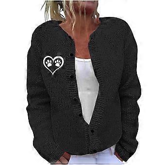 Women's Checkered Knit Cardigan Round Neckline Long Tapered Cuffs Loose Oversized Buttons Soft Comfy Fabric Coldproof Blouses(Black#6,M)