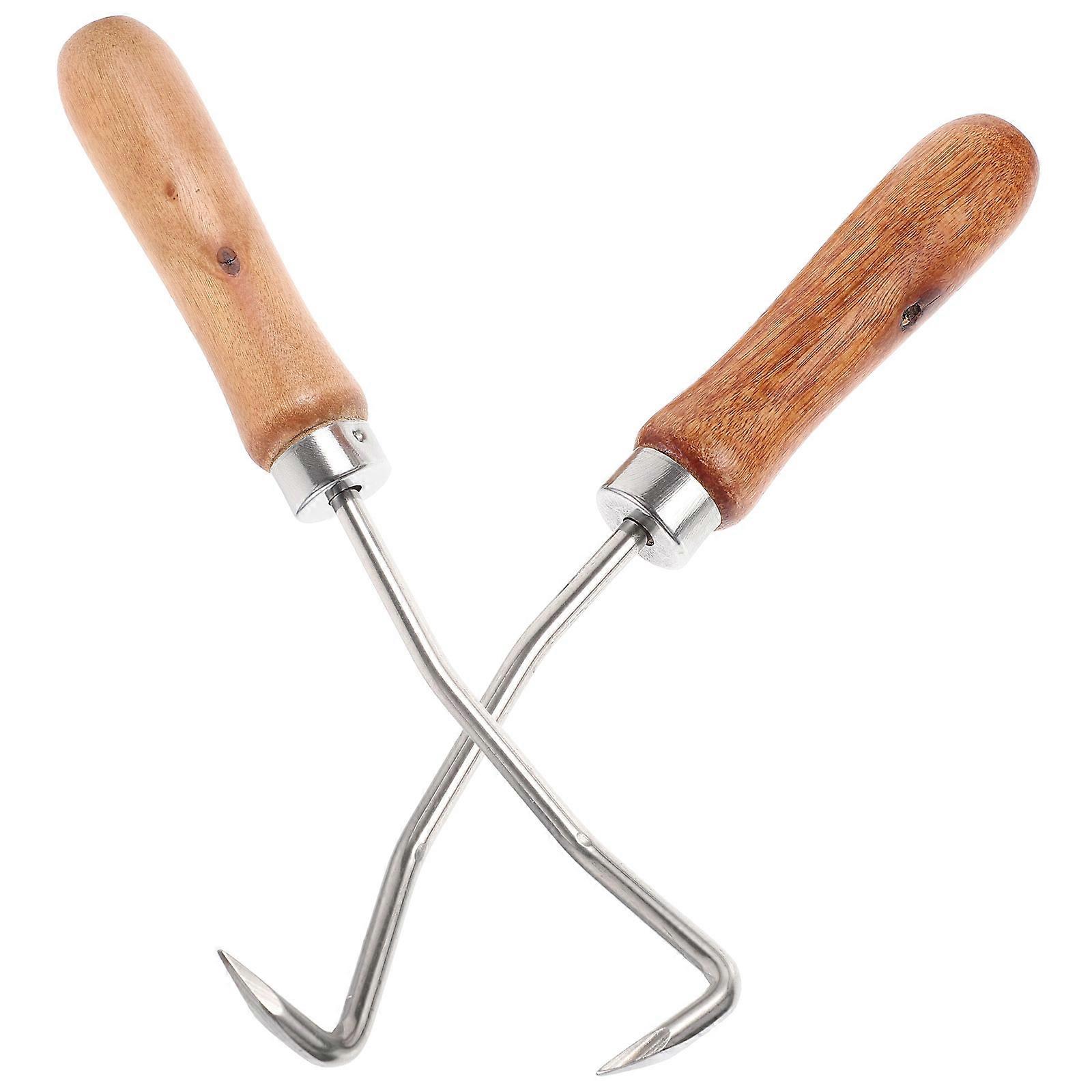 Bee Tool Wood Handle Beehive Cleaning Hook for Practical Use 2Pcs