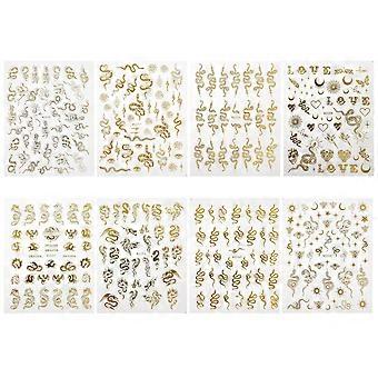8 Sheets Dragon Snake Nail Art Stickers Decals Nail Supplies for Women Girls