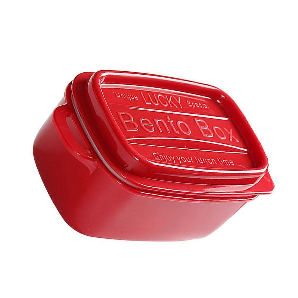 Microwave Heating Lunch Box for Portable Use 2Pcs Red Plastic Container