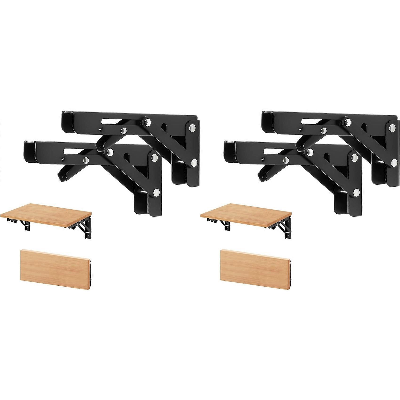 6 Inch Folding Shelf Brackets, 4 Pack Wall-Mounted Brackets, Space-Saving DIY Foldable Shelf for Tables