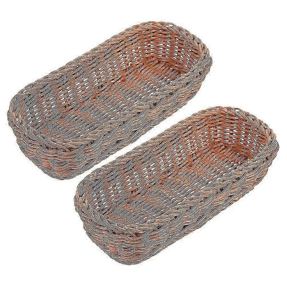 2Pcs Woven Basket Multipurpose Storage Box for Dining Table