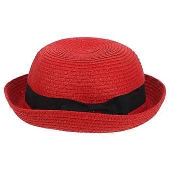 Sombrero de paja de verano con forma de cúpula para mujer con lazo