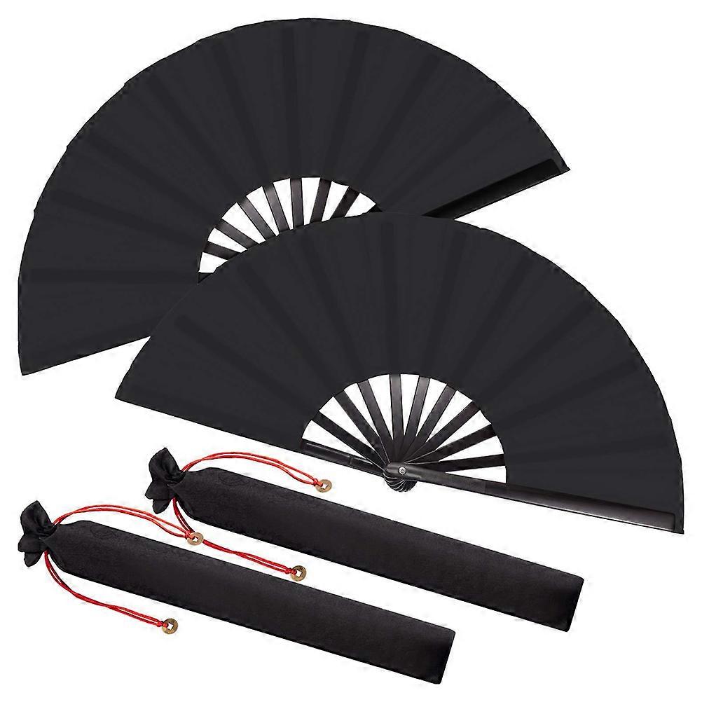 Kung Fu Fan Rectangular Folding Fans Practical Stage Performance Props Summer Use 2Set