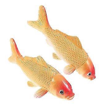 Realistic Gold PVC Koi Fish Models, 2Pcs, Aquarium Decor, Photography Props
