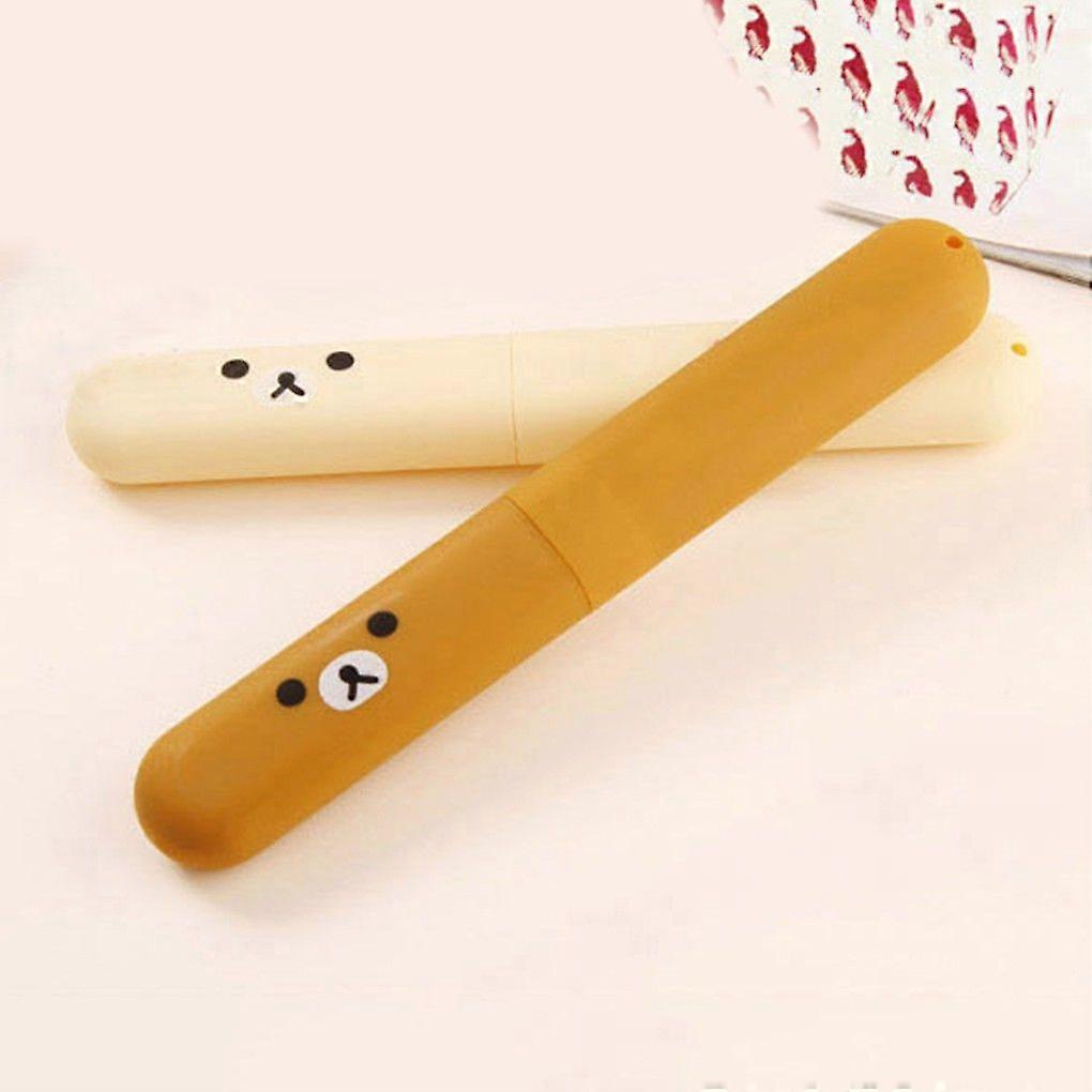 Two portable ABS plastic bear-patterned toothbrush storage boxes, pretty and bouncy.