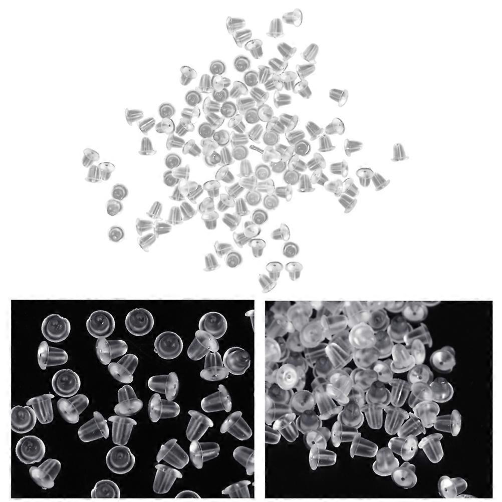 Plastic Ear Plug Transparent for Earring Use 300Pcs White Universal Earring-Caps