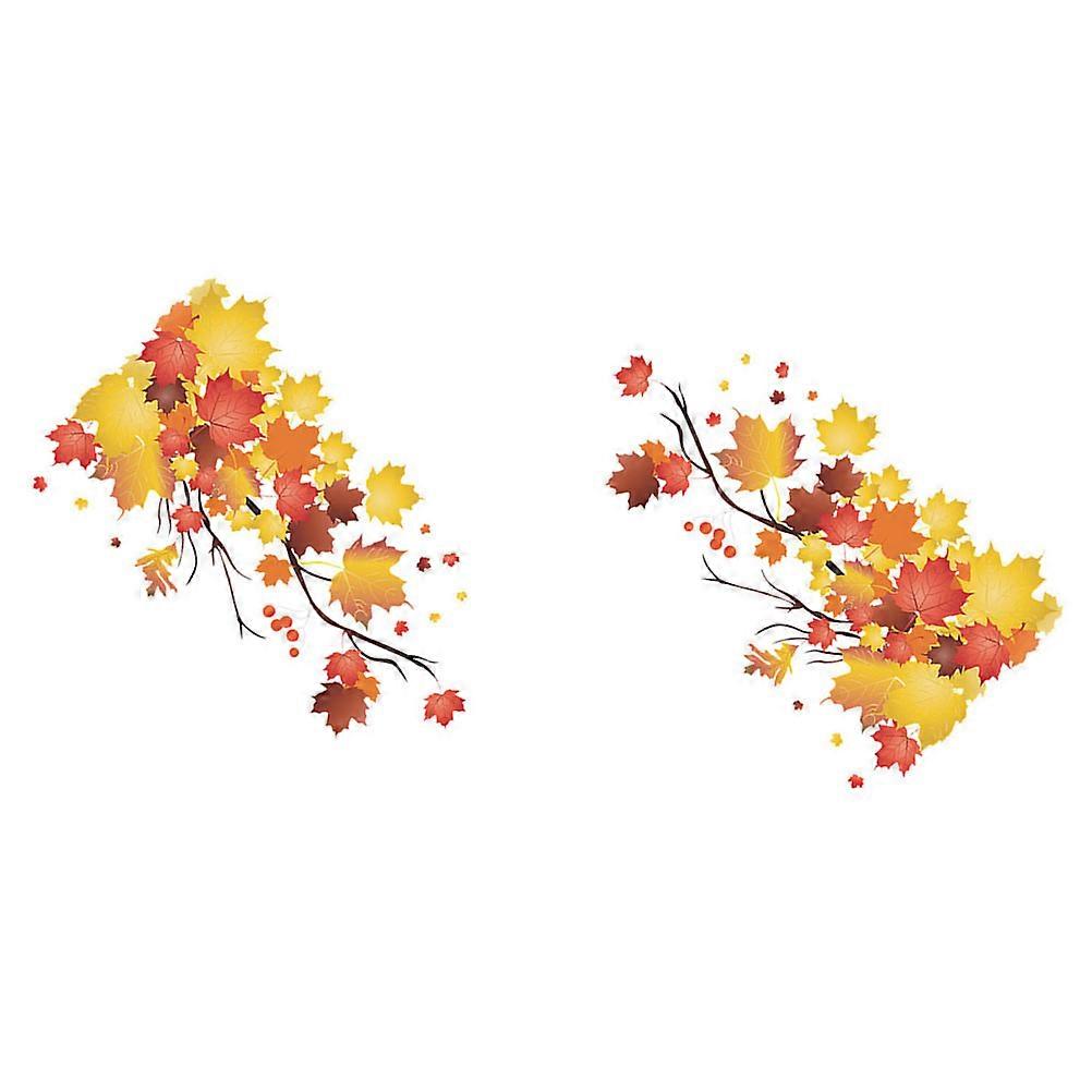 Maple Leaf Wallpaper Adhesive Wall Decals for Decor 2Pcs Orange PVC Material