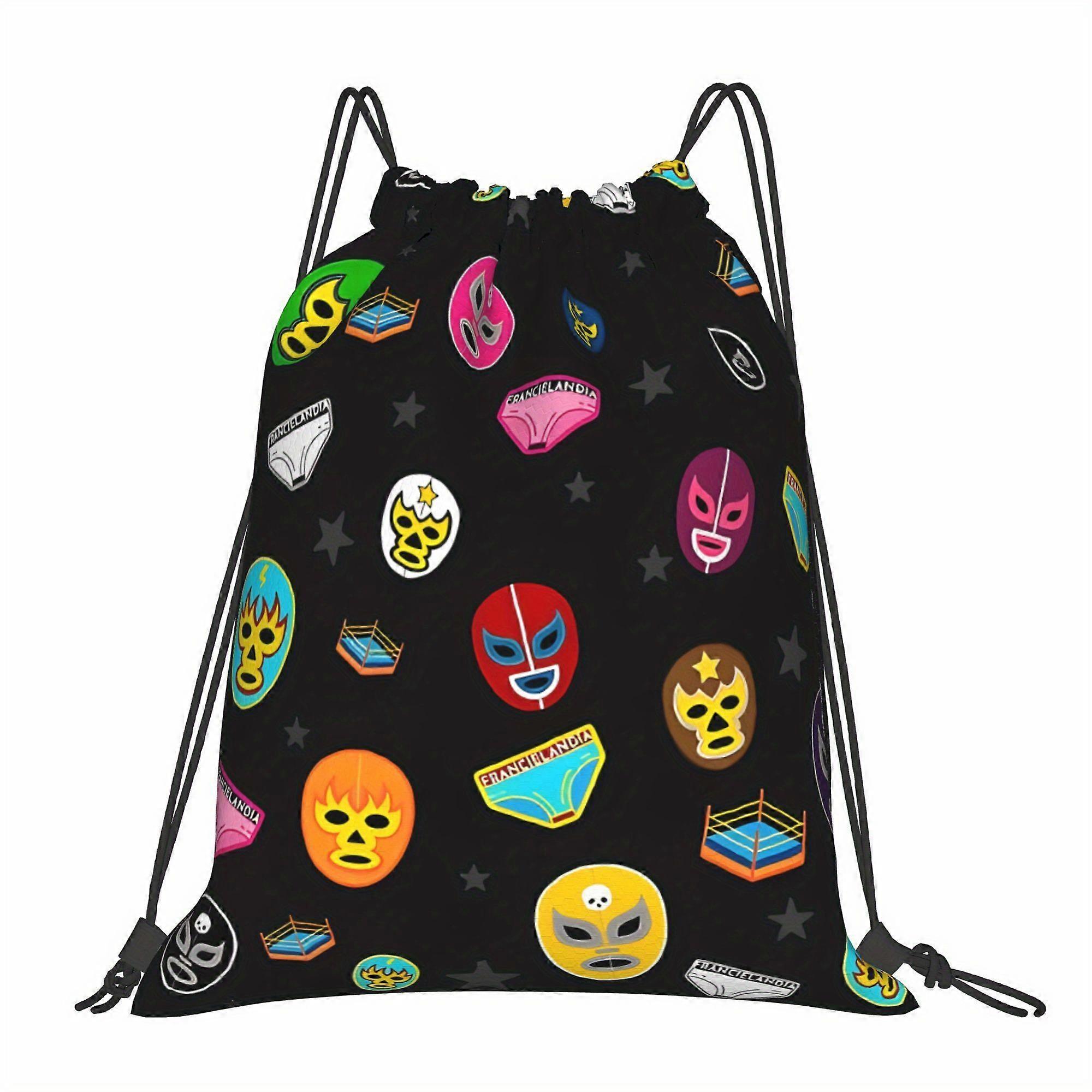 2D Flat Pull-String Bag, Mask Pull-String Shopping Bag-Cqazw