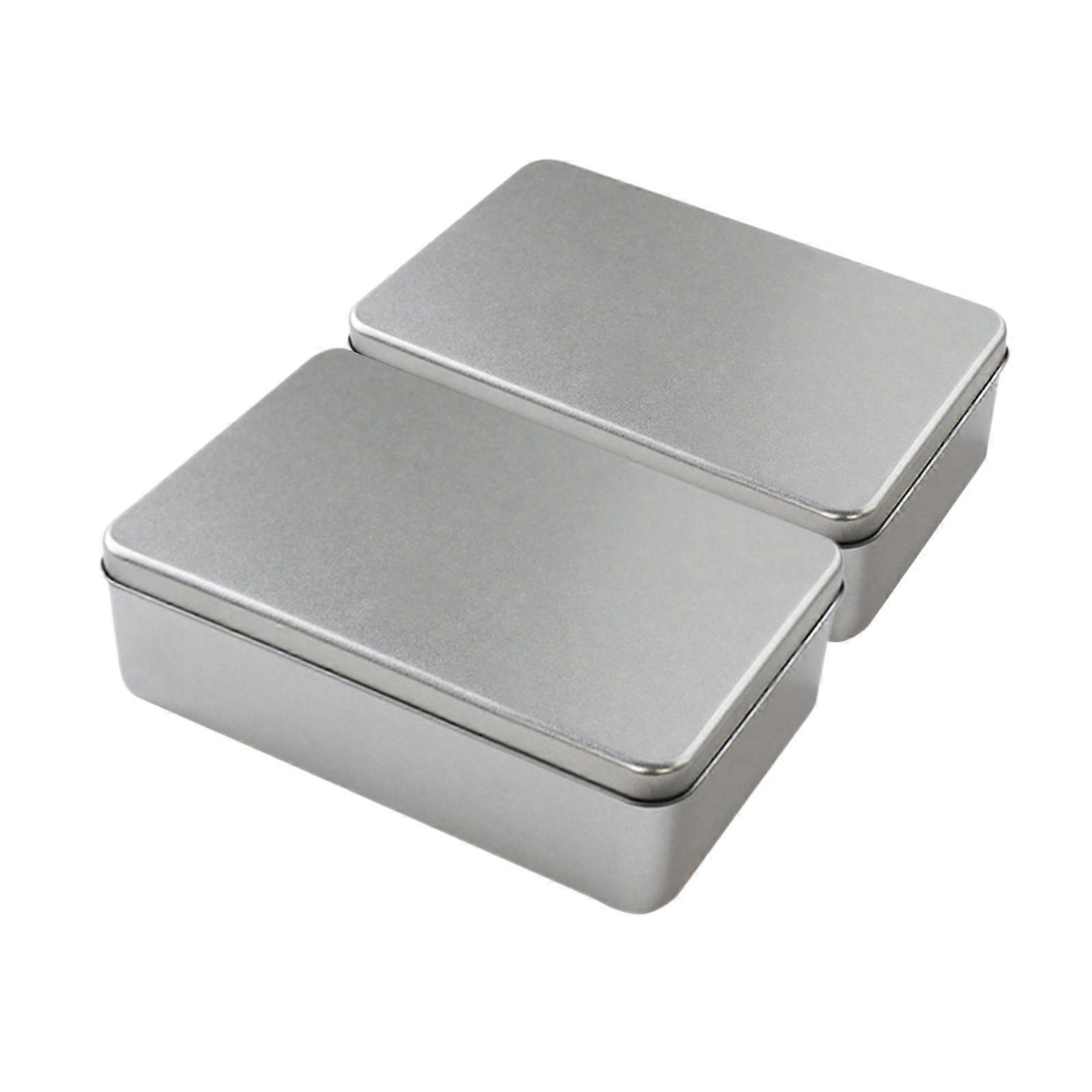 2Pcs Frosted Cover Candy Jars Cookie Storage Boxes Biscuit Tinplate Boxes Silver