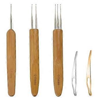 For Locs Braid Craft 5 Pieces Dreadlock Crochet Hook for Hair Dreadlocks Crochet Needle with Interlocking Tool (0.5mm)