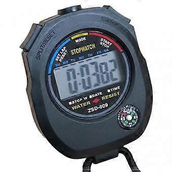 Stopwatch Timer 009, Two-lane Multifunctional Outdoor Fitness Electronic Stopwatch Timer for Track and Field Competitions. Color: Black.
