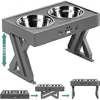 Adjustable Elevated Dog Bowls with 2 Stainless Steel 1.5L Bowls - Ideal for All Dog Sizes, Reduces Joint Strain