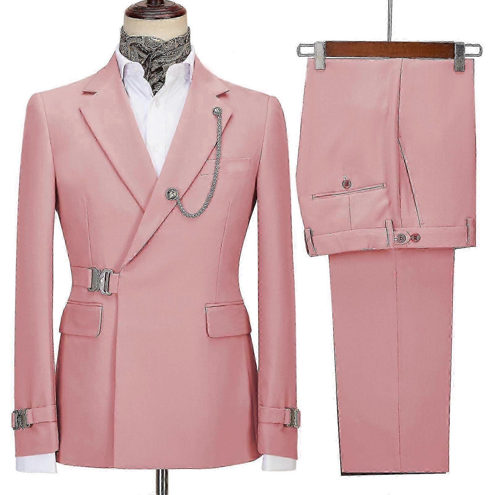 Męski 2-częściowy garnitur Solid Jacket Pants Business Set