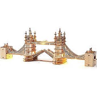 Rowood 3D-pussel för vuxna, Wooden Tower Bridge Craft Kit med LED, för tonåringar