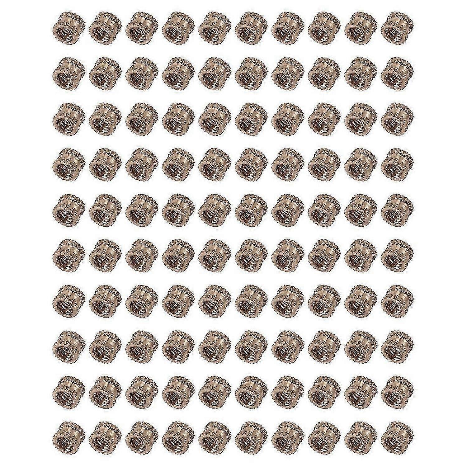 M3 x 3mm Female Thread Brass Knurled Threaded Insert Embedment Nuts 100PCS