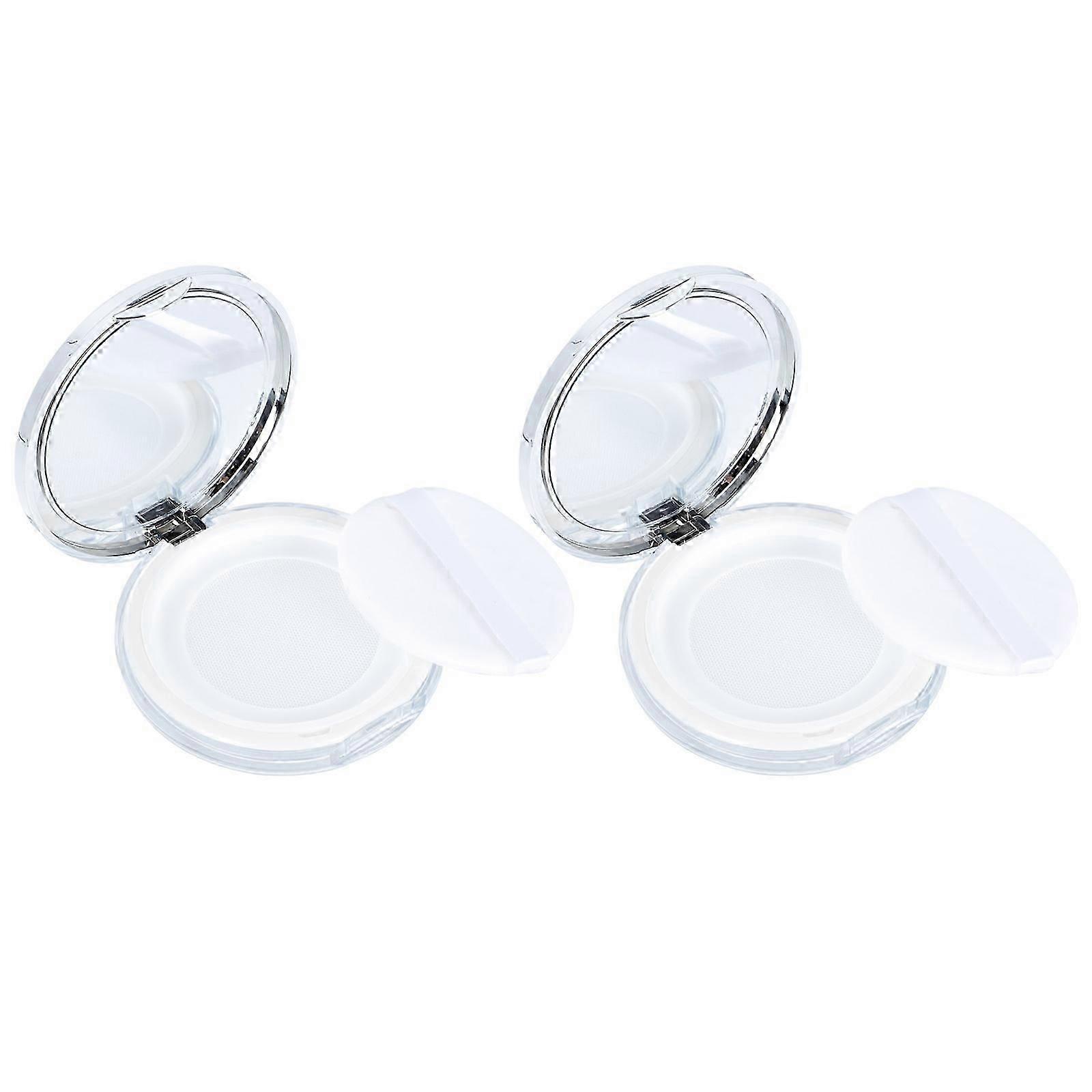 2pcs Empty Powder Boxes | ABS Material | Silver Color | Compact for Makeup Storage