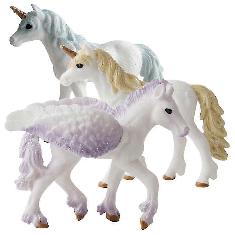 Simulation Unicorn Figurine Plastic Model for Decor 3Pcs Artificial Unicorn