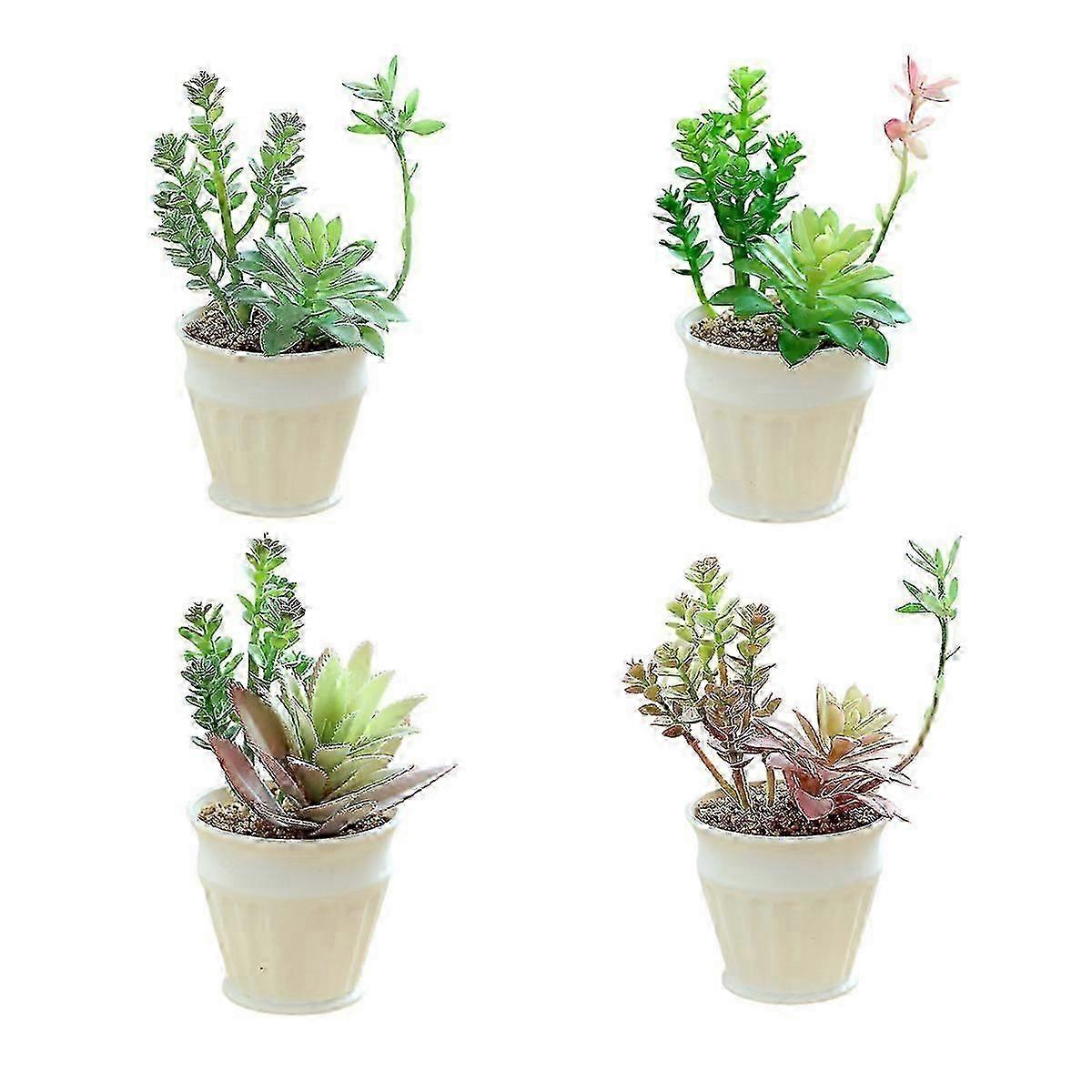 4-pack mini artificial succulent plant pots