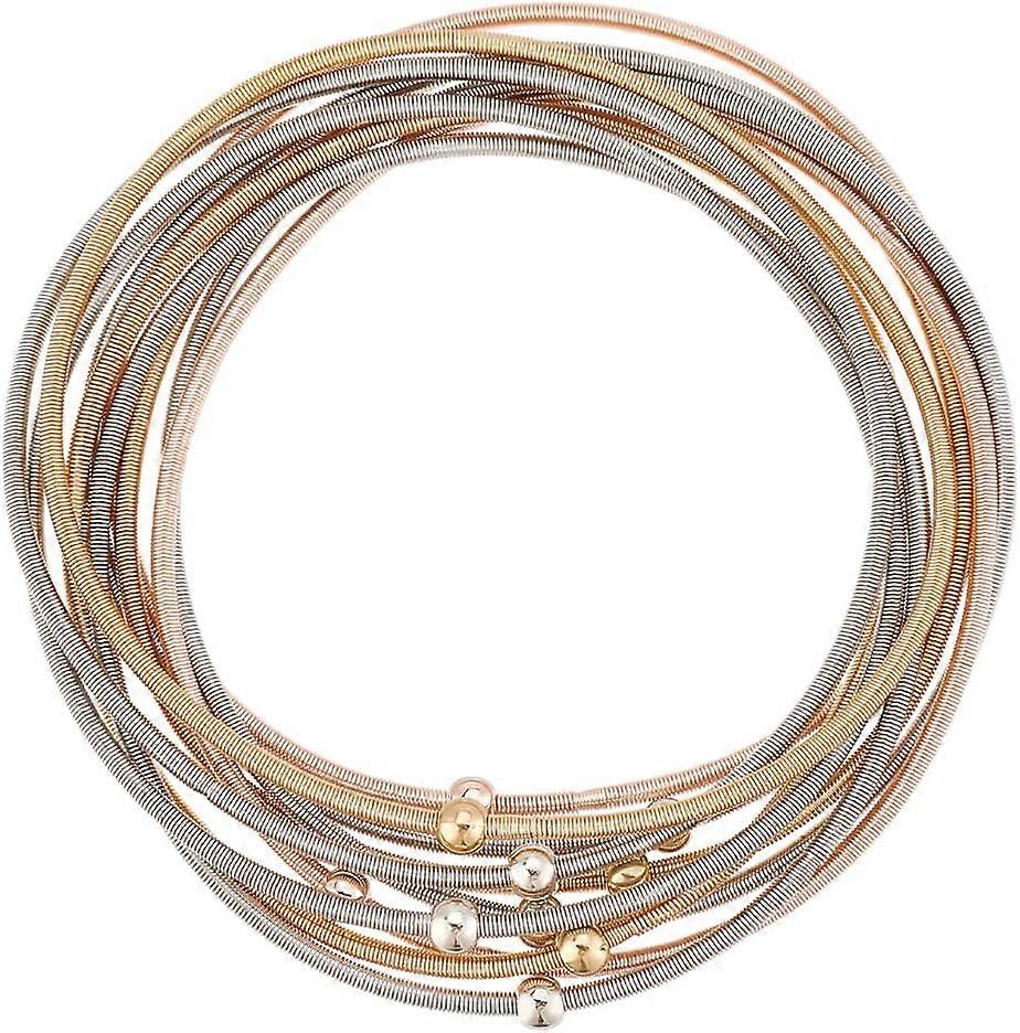 10pcs 3 Colors Guitar String Bracelet Stainless Steel Multi Strand Stackable Stretch Bracelets Adjustable Layered Bangles