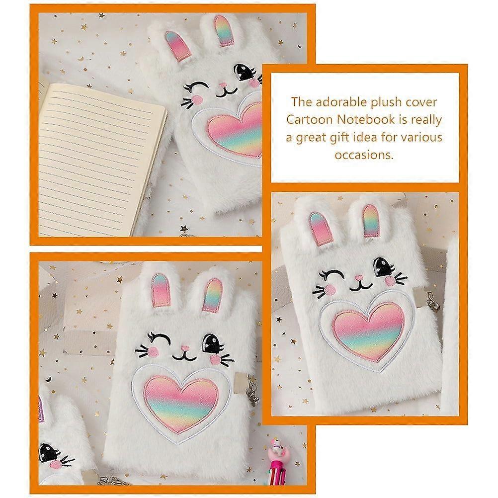 Plush Cover Notebook Fluffy Notebook Plush Diary with Lock Portable Fluffy Notebook
