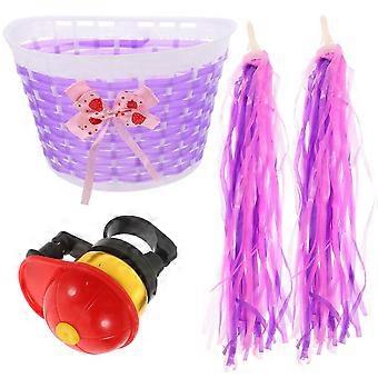 Bike Handlebar Basket Bell for Children with 4Pcs Streamers and Accessories