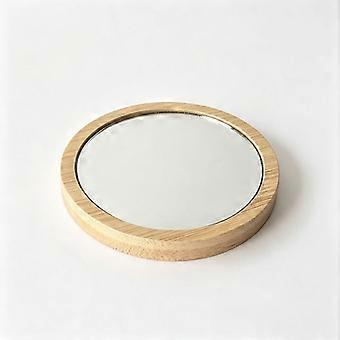 Bamboo Small Round Mirror  Mini Compact Mirror with Laser Engraving