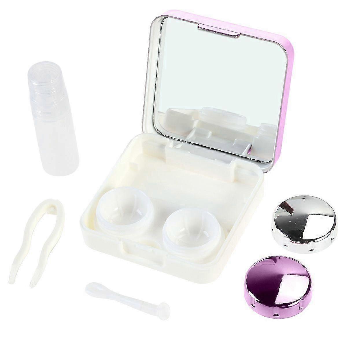 Mini Travel Lens Case Container Rose Red Random Clip Style
