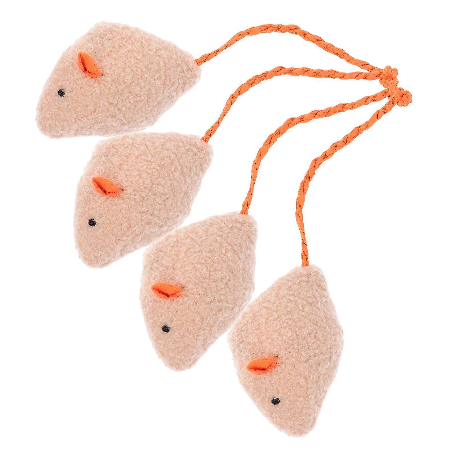 Cat Plush Mouse Toy Interactive Teething Entertaining 4Pcs for Cats