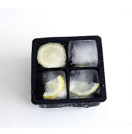 Square Ice Cube Tray with 4 Compartments, Large Silicone Ice Cube Trays with Lid, Stackabl^ccgv