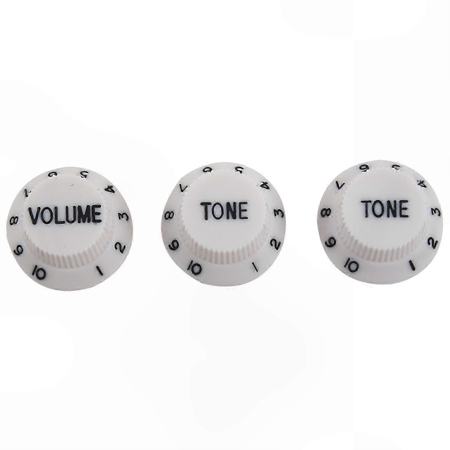 Compatible with Strat-Style Guitar, White & Black Guitar Control Knobs (1 Volume & 2 Tone)