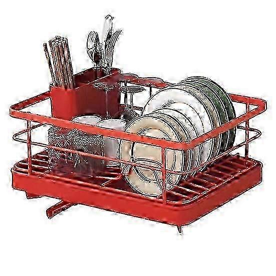 Durable Dish Rack with Auto-Drain System & Foldable Design N