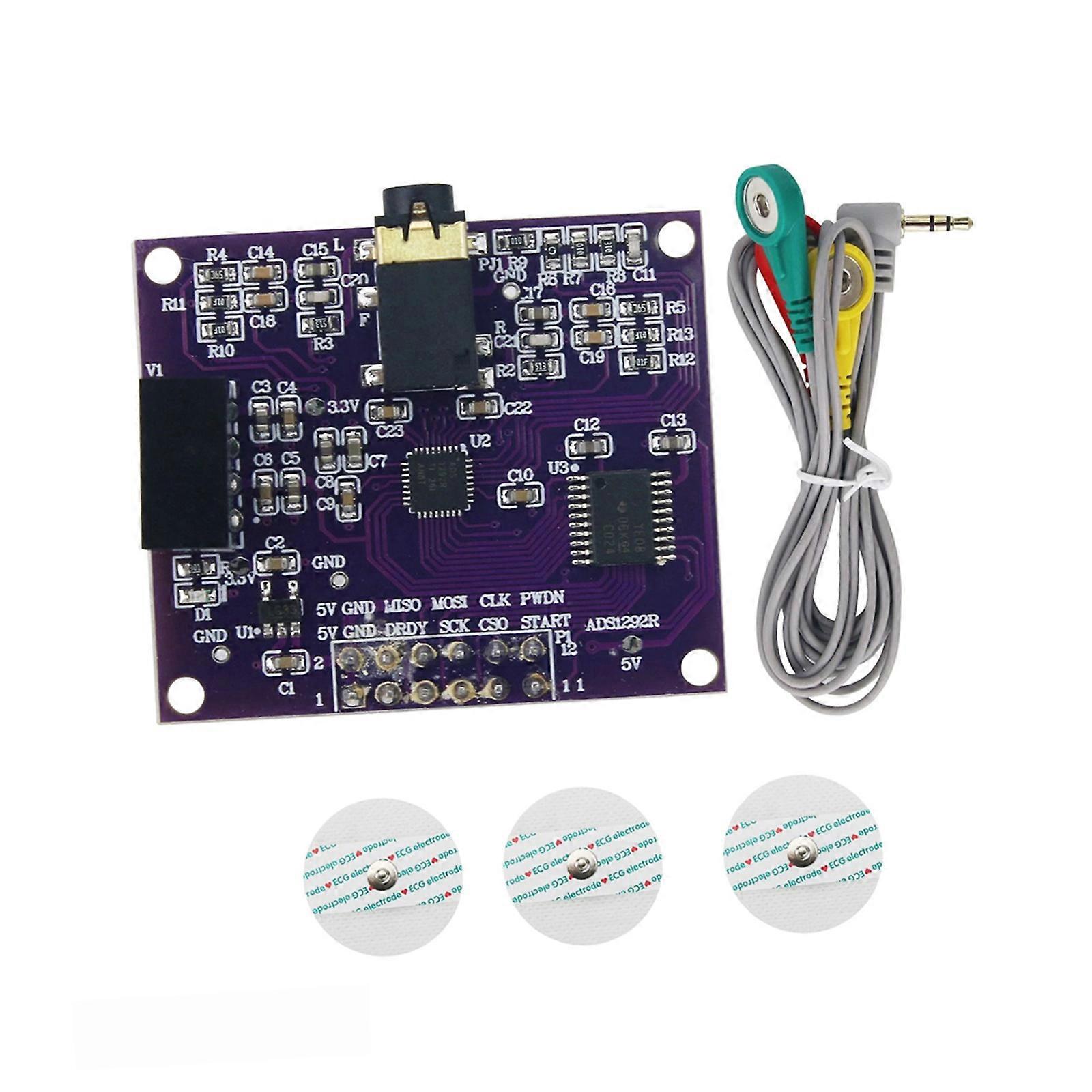 ADS1292R Kalp Sinyal Modülü Kartı, Kontrolör İletişimi, 24-Bit Ön Uç ve Amplifikasyon Kontrolü ile Değerlendirme Projeleri için Çok Renkli