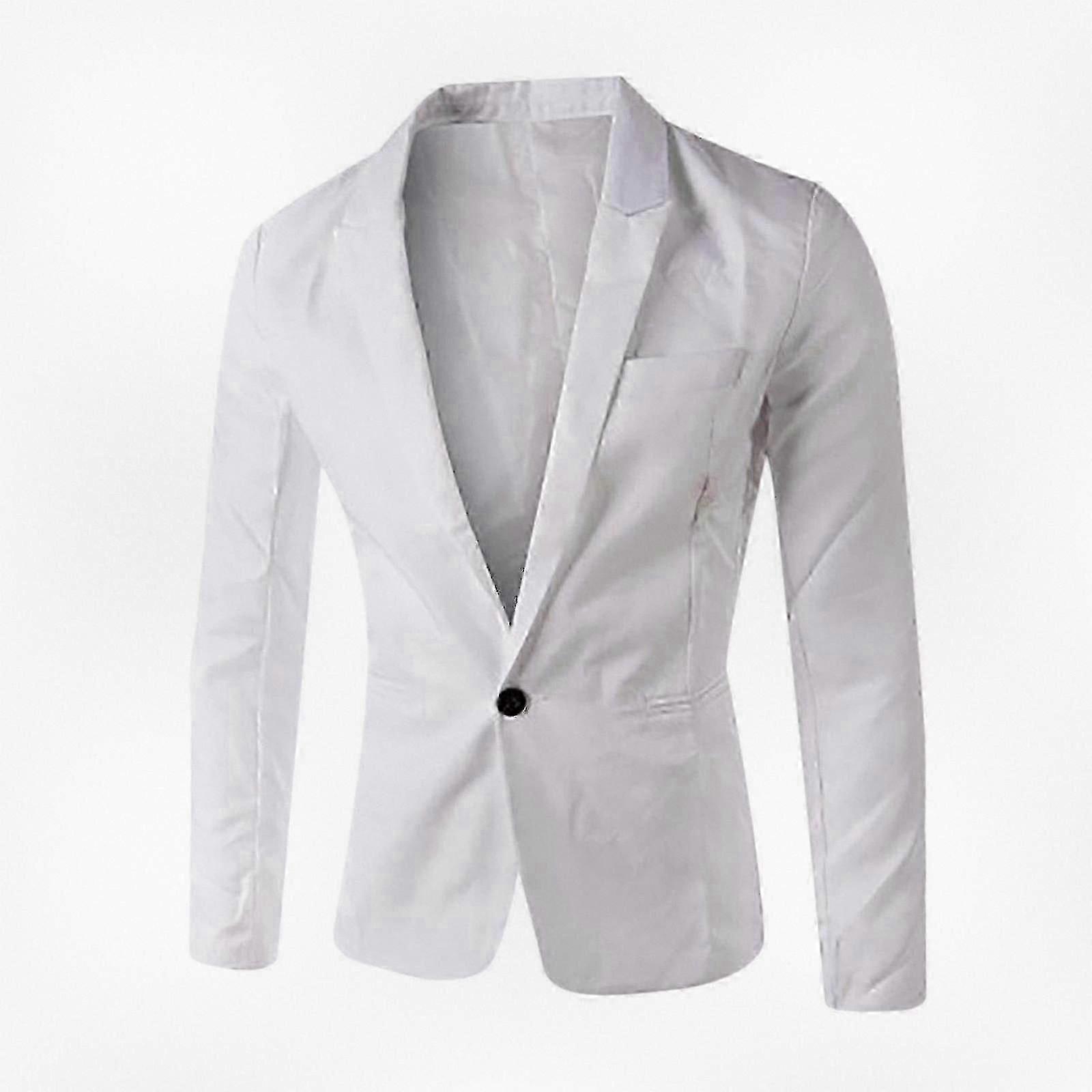 Men's Solid Color Single-Button Business Blazer Coat