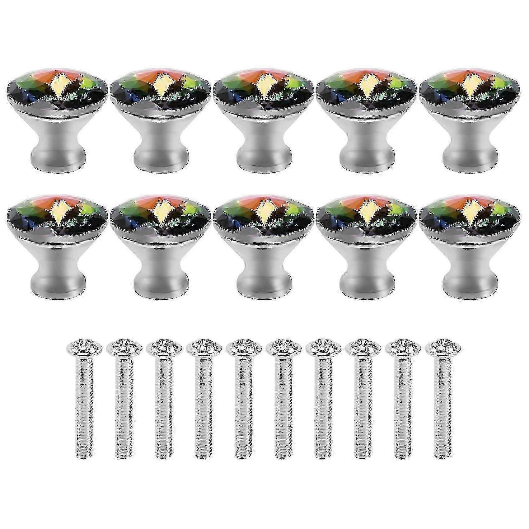 10PCS Colorful Crystal Knobs - Glass Cabinet Knobs Drawer Pulls Handle compatible with Home OV