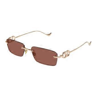 Valentino VG0067S 002 Rimless Gold Women Rectangle Sunglasses UV3 Original