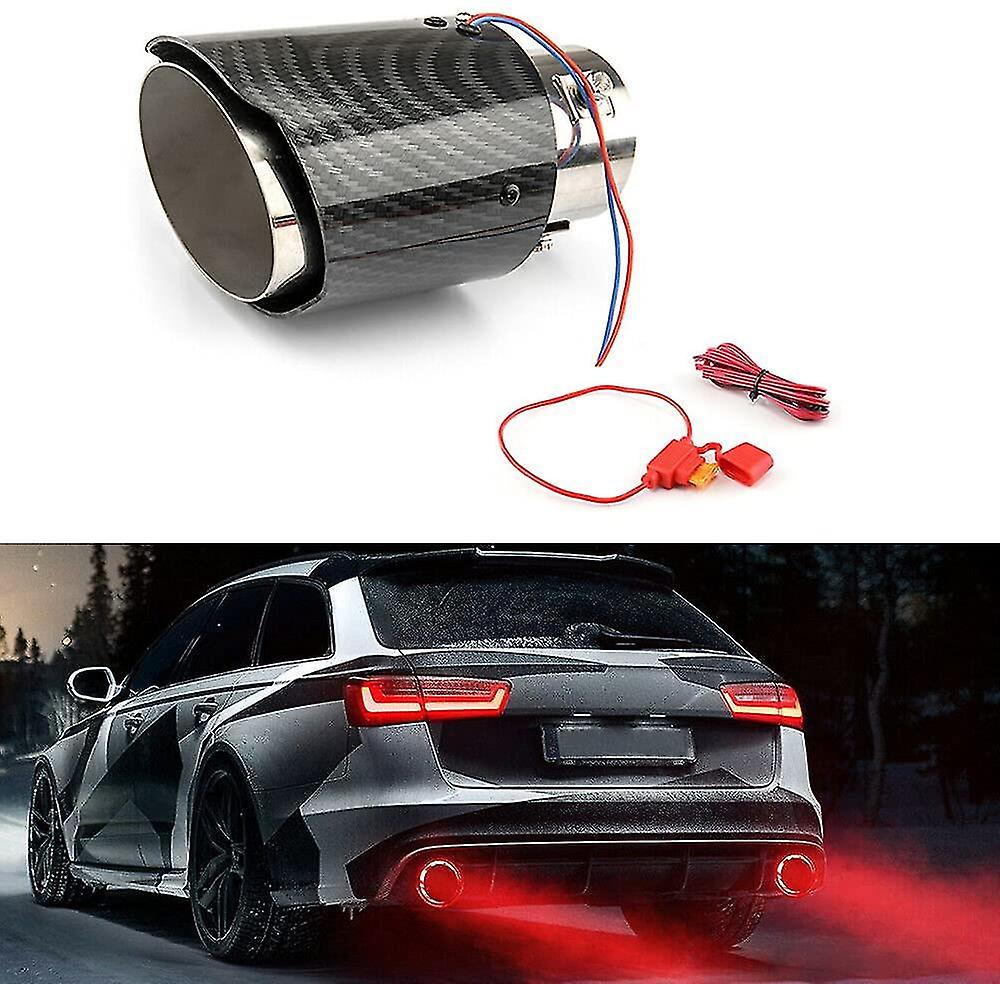 Fibra di carbonio Led Punta di scarico emissione luminosa auto Tubo di scarico marmitta tubi di coda con alto