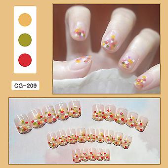 Short Press On Nails Colored Dots Acrylic Nails Square Full Cover S...