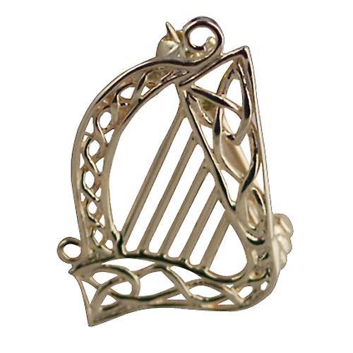 9ct Gold 26x20mm Harp Brooch