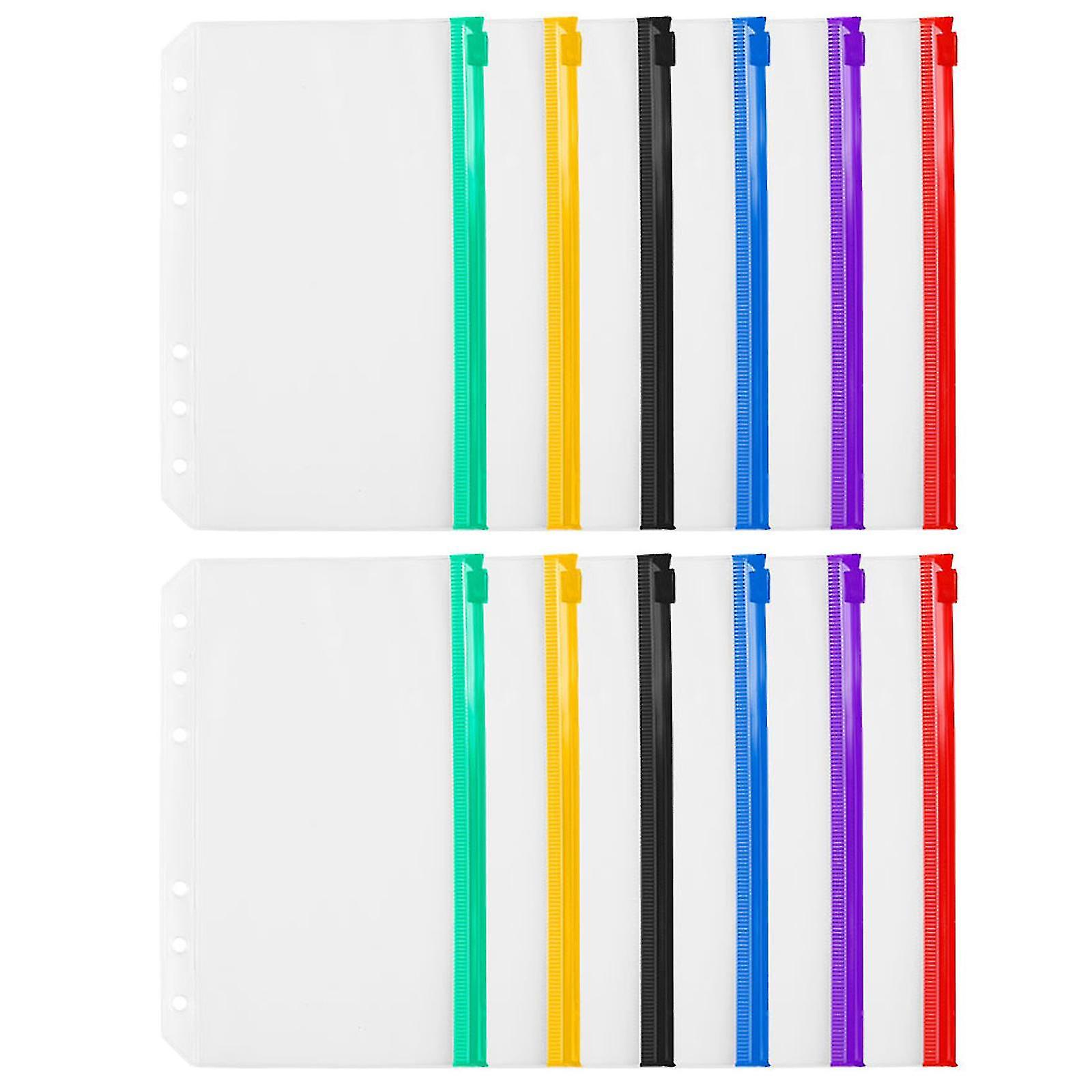 24pcs Binder Pockets A5, Zippered Transparent Folders For 6-ring Notebook Binder, Document Filing Bags