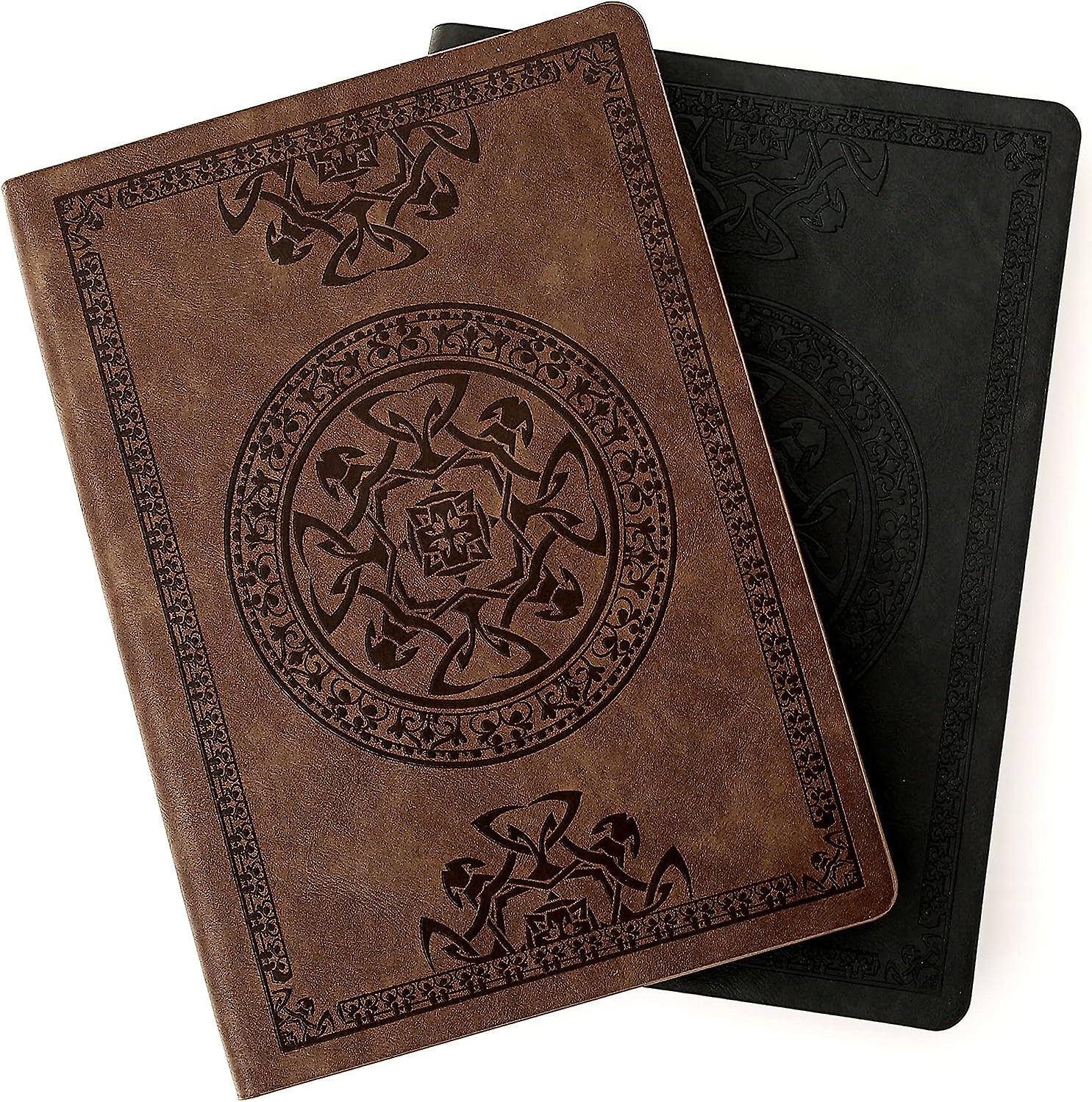 Leather Vintage Journal For Men Soft Cover 256 Lined Pages Notebook 180 Lay Flat For Writing Travel Diary, 5.7'' X 8.3'', Black