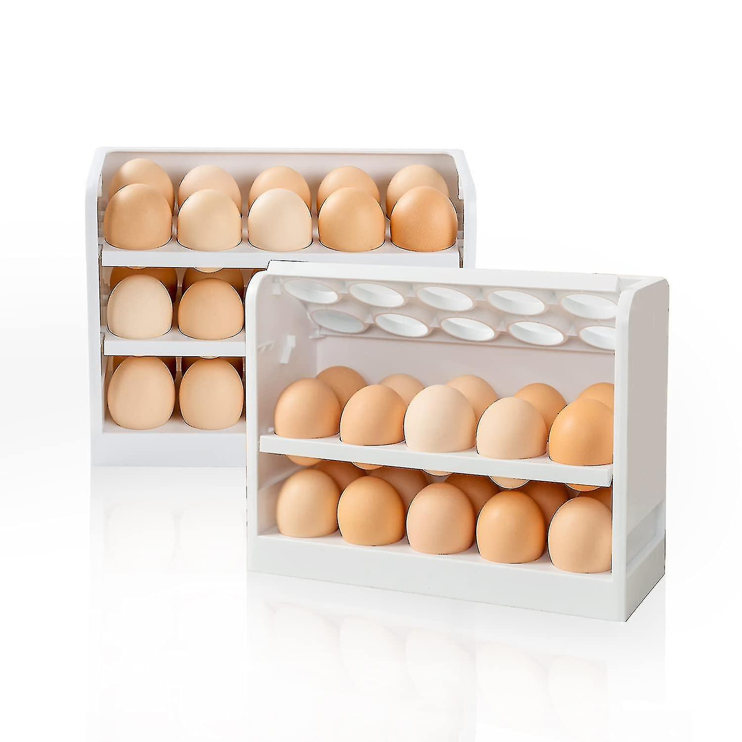 Hapileap Egg Holder For Fridge, Stackable Egg Storage Container For Refrigerator Door, Stores 30 Egg