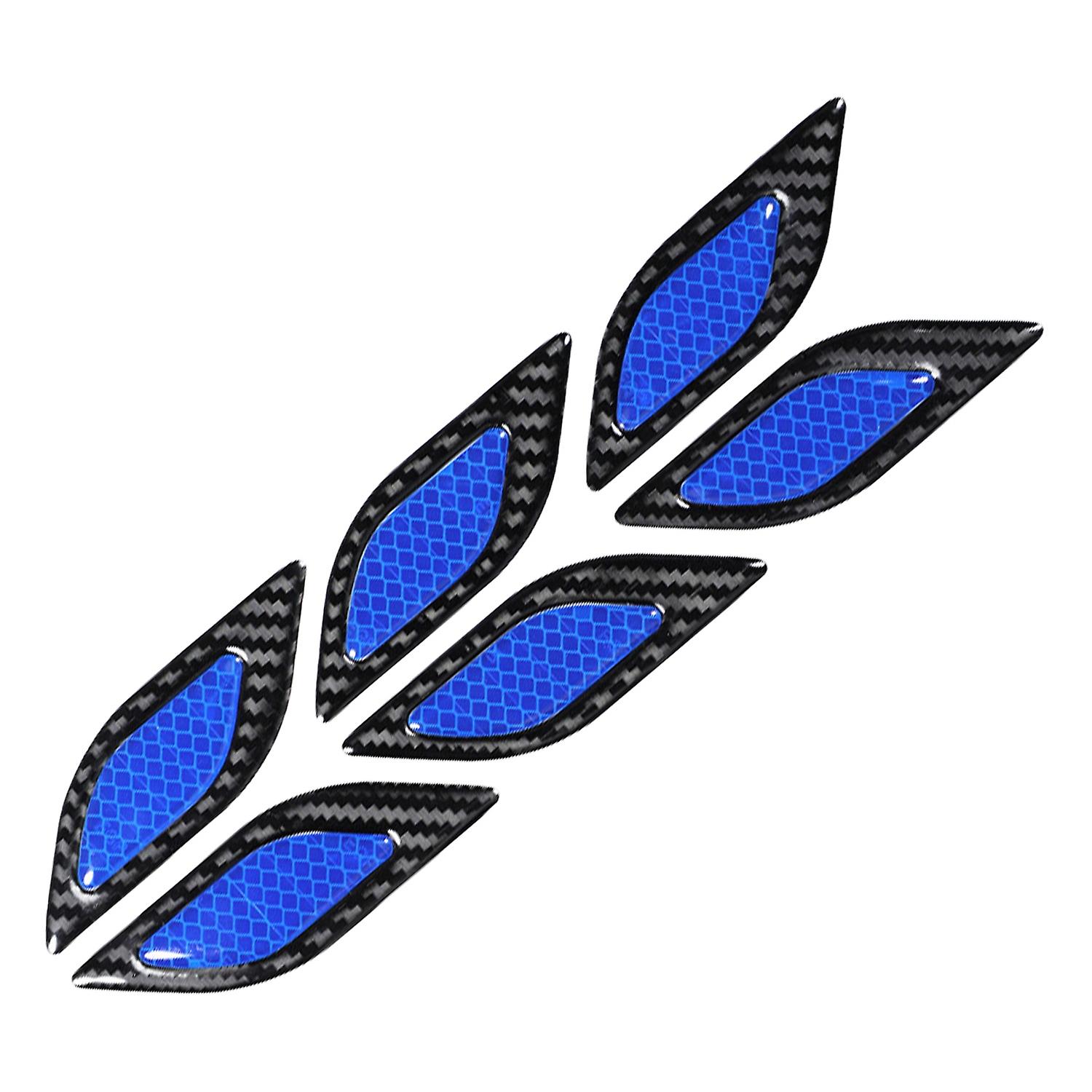6Pcs Car Reflective Tape Anti-Scratch Carbon Fiber 3D Car Safety Warning Sticker Tape Film Decor Dec