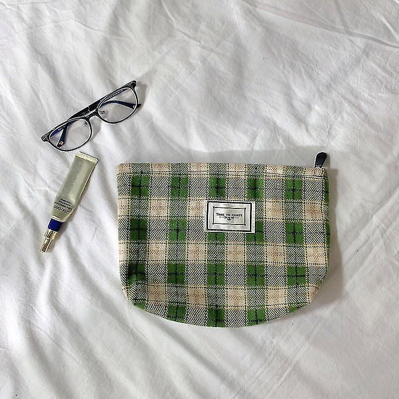 化粧品トイレタリーバッグ格子縞メイクアップバッグ大型化粧品オーガナイザー女性旅行トイレタリーバッグ美容ポーチメイクアップブラシ
