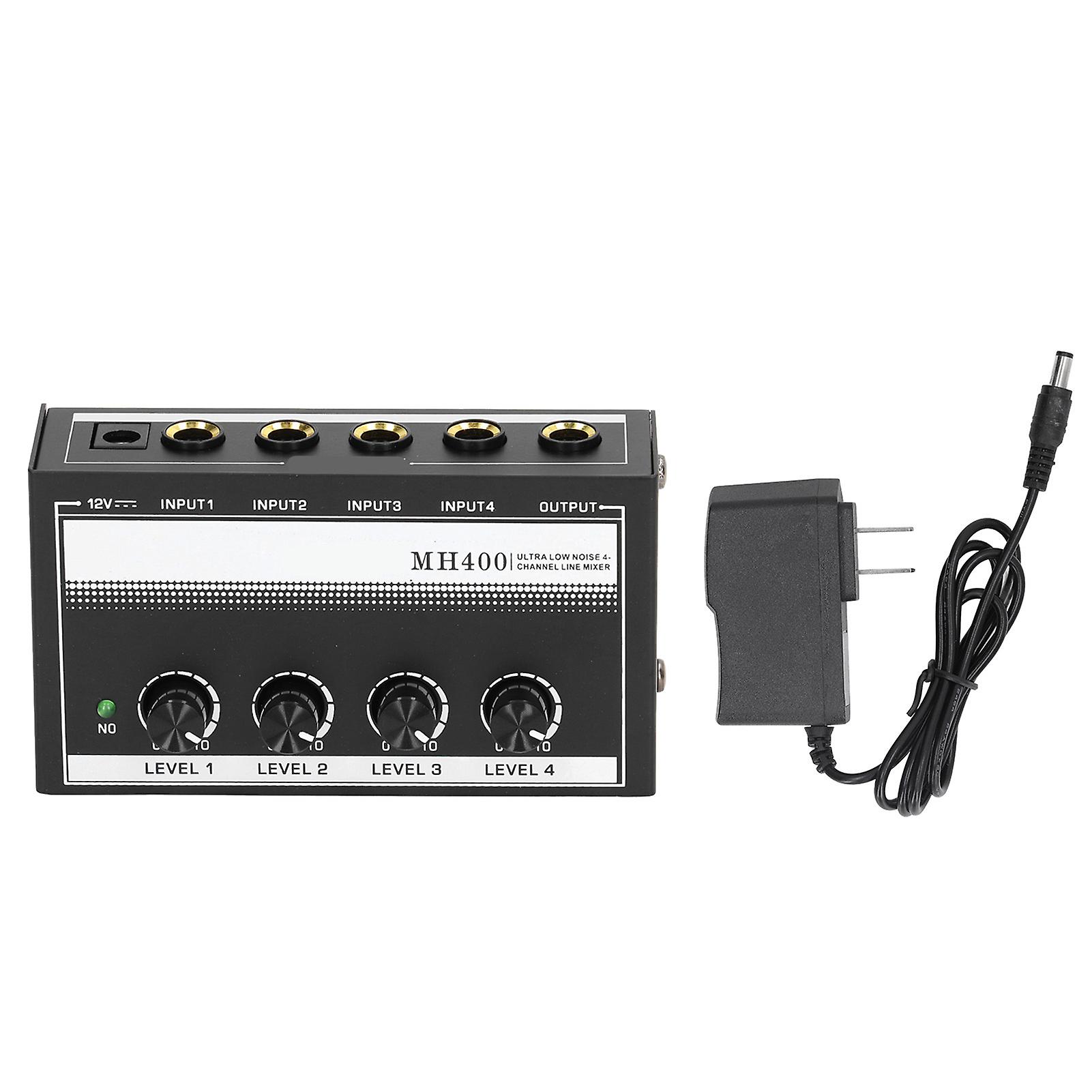 Headphone Amplifier Portable 4 Channel Metal Low Noise Mono Earphone Amplifier for Studio and Stage 100 to 240V White US Plug